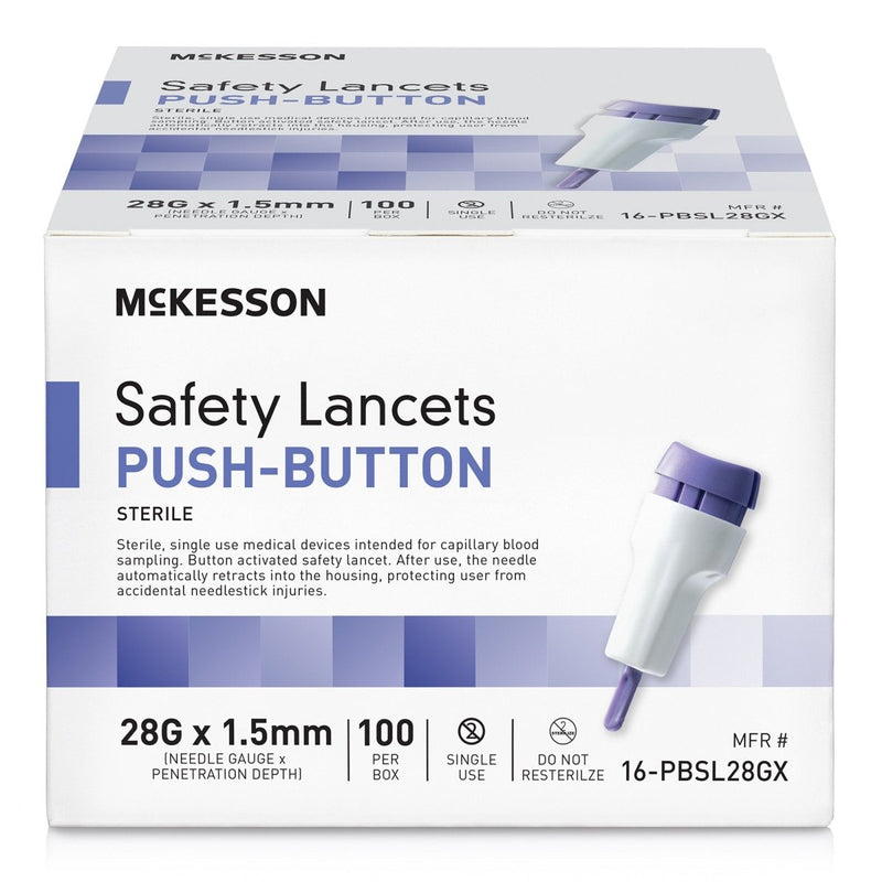 Mckesson Push Button Safety Lancet - 1217991_BX - 3 Mckesson Push Button Safety Lancet - 1217991_BX - 3