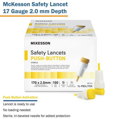 McKesson Push Button Safety Lancets - 1217991_BX - 5 McKesson Push Button Safety Lancets - 1217991_BX - 5
