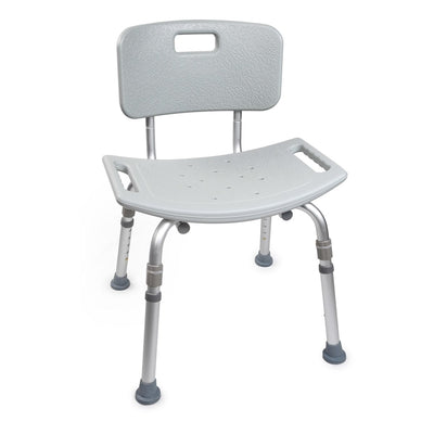 McKesson Removable Back Aluminum Bath Bench, 15½ – 19½ Inch, Gray - 1073631_CS - 1 McKesson Removable Back Aluminum Bath Bench, 15½ – 19½ Inch, Gray - 1073631_CS - 1