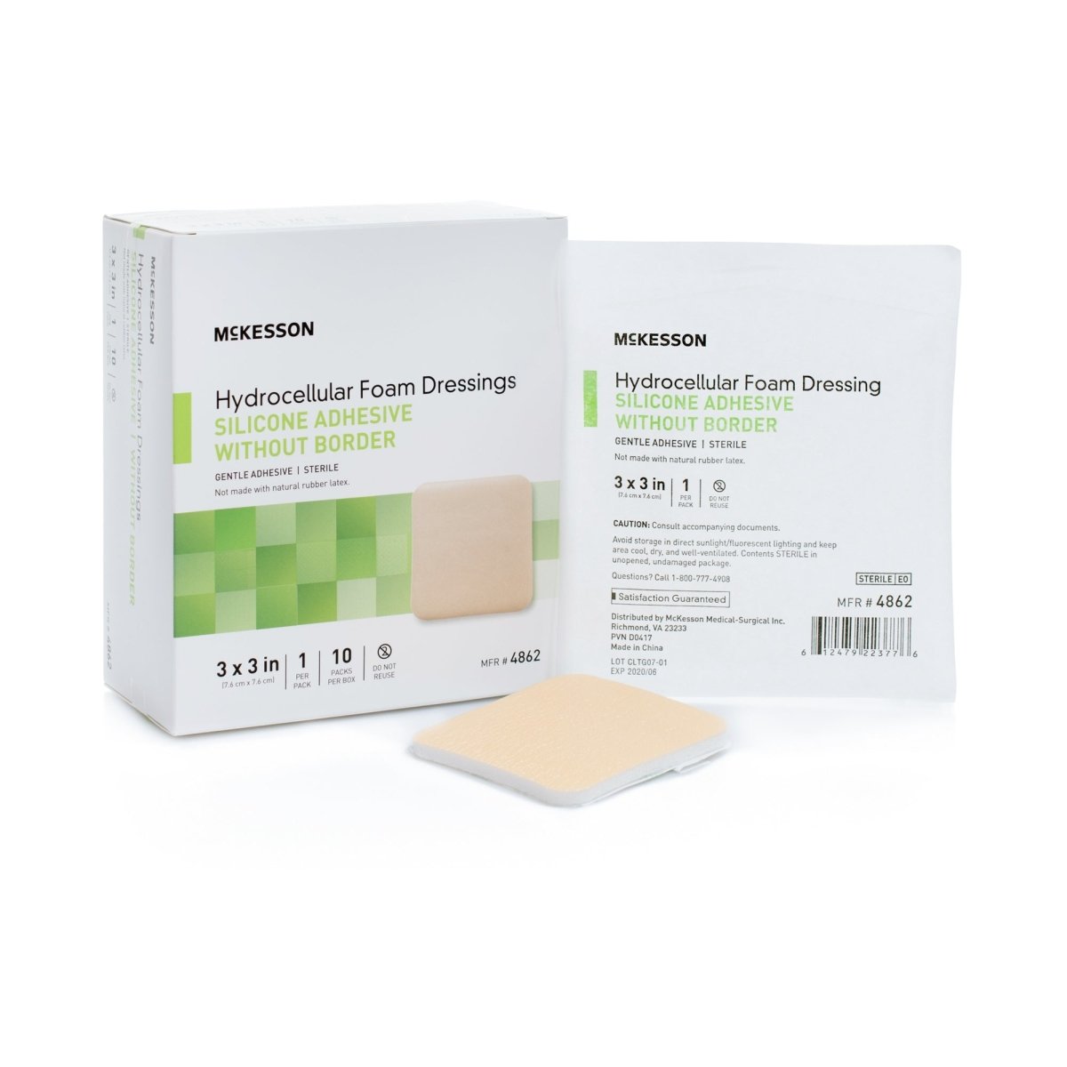 McKesson Silicone Gel Adhesive without Border Silicone Foam Dressing, 3 x 3 Inch - 1083085_BX - 1 McKesson Silicone Gel Adhesive without Border Silicone Foam Dressing, 3 x 3 Inch - 1083085_BX - 1