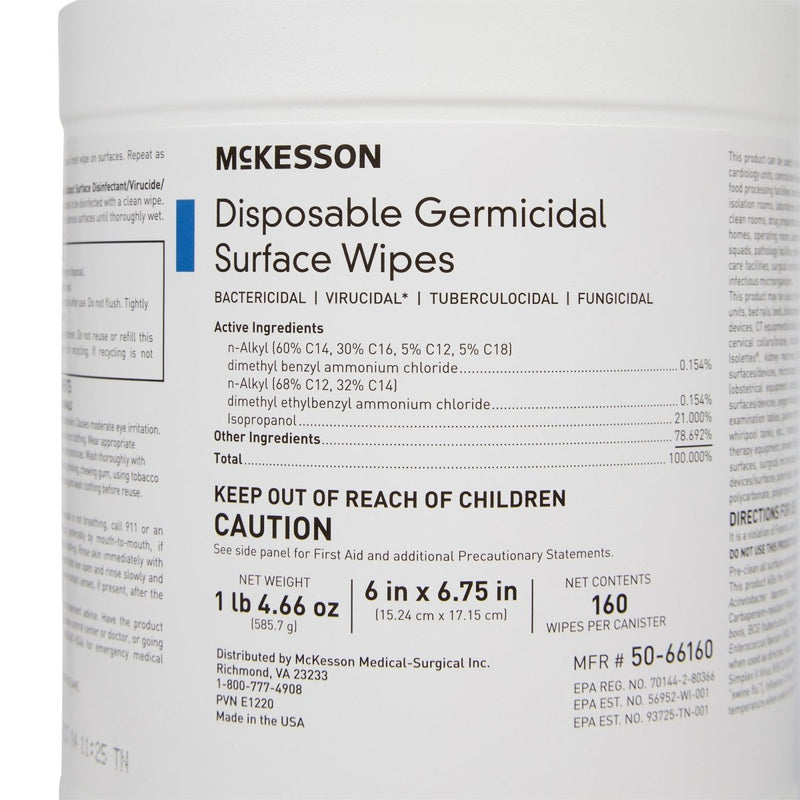 McKesson Surface Disinfectant Wipes, Large Canister - 880563_CS - 16 McKesson Surface Disinfectant Wipes, Large Canister - 880563_CS - 16