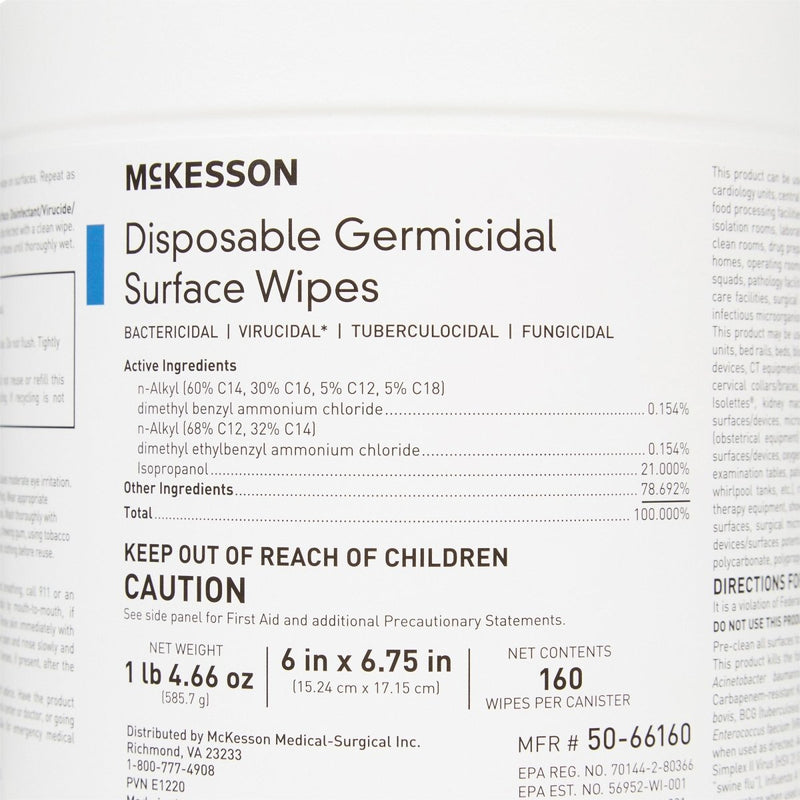 McKesson Surface Disinfectant Wipes, Large Canister - 880563_CS - 17 McKesson Surface Disinfectant Wipes, Large Canister - 880563_CS - 17
