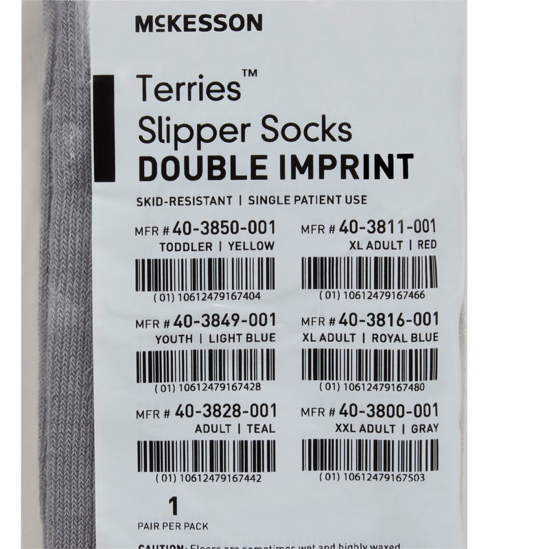 McKesson Terries Adult Slipper Socks Skid-Resistant Tread Sole and Top - 558996_PR - 25 McKesson Terries Adult Slipper Socks Skid-Resistant Tread Sole and Top - 558996_PR - 25