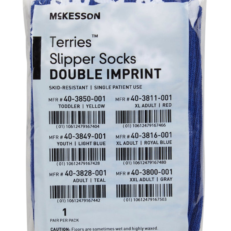 McKesson Terries Adult Slipper Socks Skid-Resistant Tread Sole and Top - 558995_PR - 74 McKesson Terries Adult Slipper Socks Skid-Resistant Tread Sole and Top - 558995_PR - 74