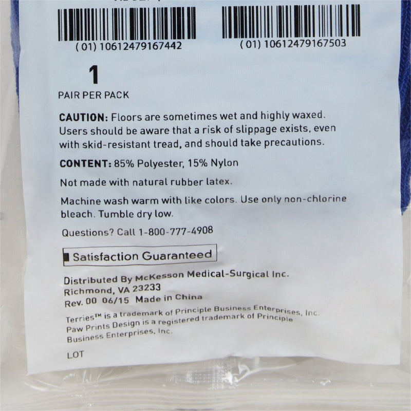 McKesson Terries Adult Slipper Socks Skid-Resistant Tread Sole and Top - 558995_PR - 73 McKesson Terries Adult Slipper Socks Skid-Resistant Tread Sole and Top - 558995_PR - 73