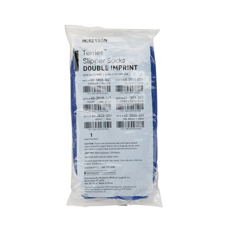 McKesson Terries Adult Slipper Socks Skid-Resistant Tread Sole and Top - 558995_PR - 71 McKesson Terries Adult Slipper Socks Skid-Resistant Tread Sole and Top - 558995_PR - 71