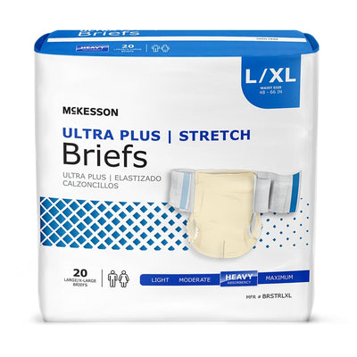 McKesson Ultra Plus Stretch Heavy Absorbency Incontinence Brief -Unisex - 884169_CS - 1 McKesson Ultra Plus Stretch Heavy Absorbency Incontinence Brief -Unisex - 884169_CS - 1