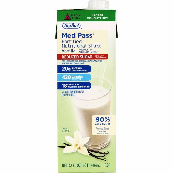 Med Pass Reduced Sugar Vanilla Nutritional Shake 32 oz. Carton - 1016362_EA - 1 Med Pass Reduced Sugar Vanilla Nutritional Shake 32 oz. Carton - 1016362_EA - 1