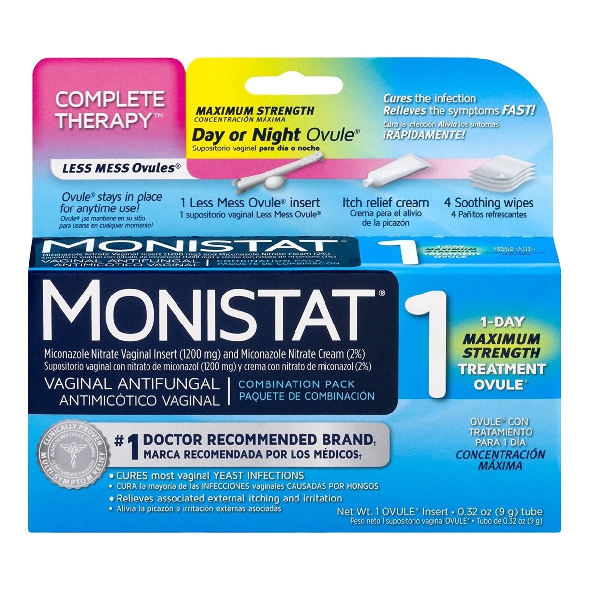 Monistat 1 Vaginal Antifungal Combination Pack Day Or Night Ovule - 1189590_EA - 1 Monistat 1 Vaginal Antifungal Combination Pack Day Or Night Ovule - 1189590_EA - 1