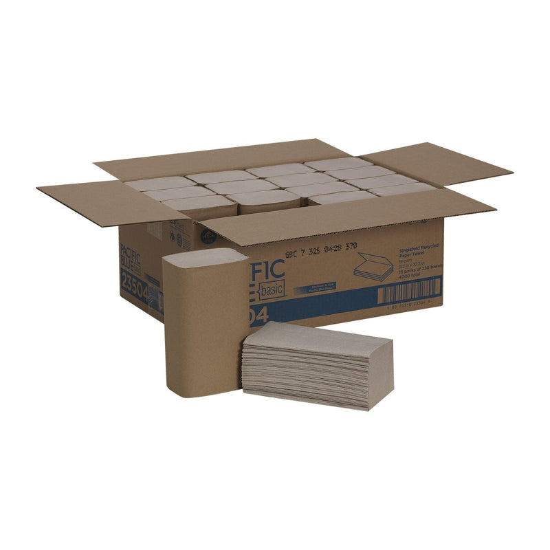 Pacific Blue Basic Single-Fold Paper Towel, 250 Sheets per Pack - 362574_PK - 19 Pacific Blue Basic Single-Fold Paper Towel, 250 Sheets per Pack - 362574_PK - 19