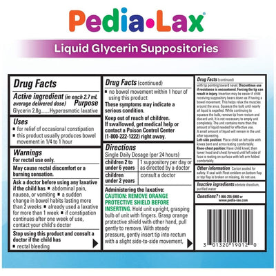 Pedia-Lax Glycerin Laxative - 730079_BX - 6 Pedia-Lax Glycerin Laxative - 730079_BX - 6
