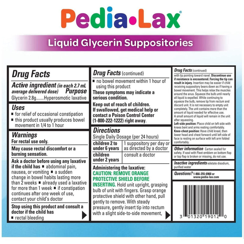 Pedia-Lax Glycerin Laxative - 730079_BX - 6 Pedia-Lax Glycerin Laxative - 730079_BX - 6