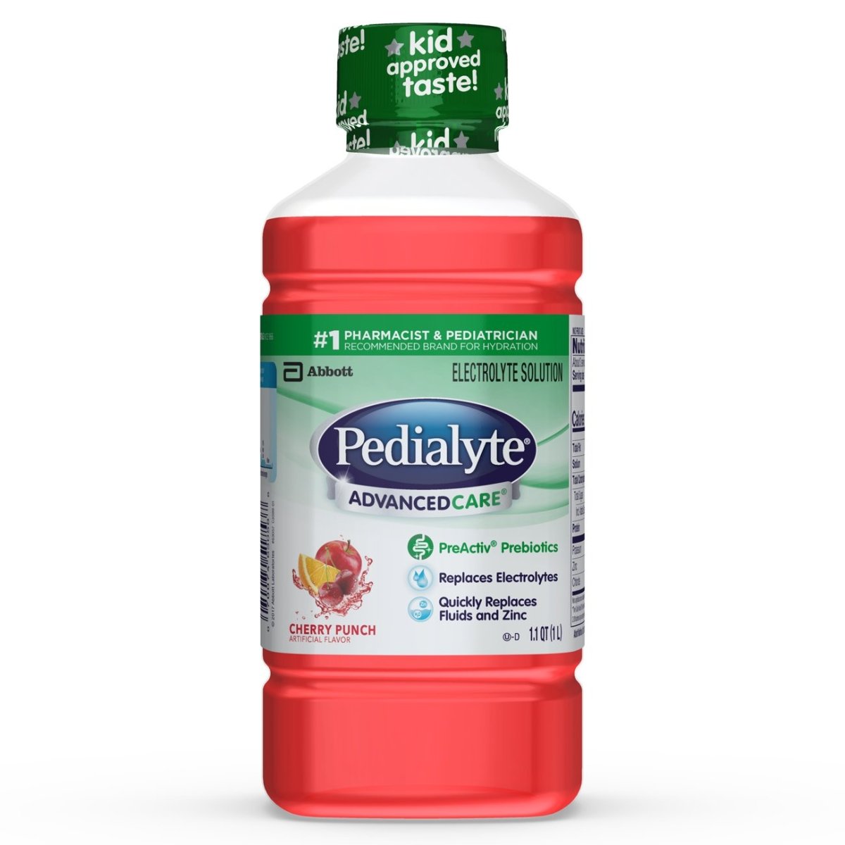 Pedialyte AdvancedCare Pediatric Oral Electrolyte Solution, Cherry Punch, 1 Liter Bottle -Case of 8 Pedialyte AdvancedCare Pediatric Oral Electrolyte Solution - 1028259_EA - 2