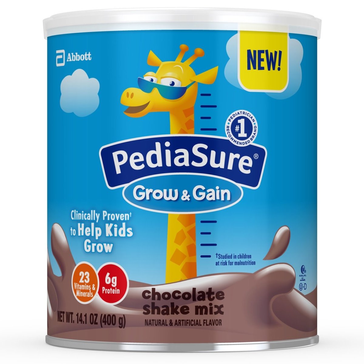 PediaSure Grow & Gain Pediatric Shake Mix, Chocolate, 14.1 oz. Can -Case of 6 PediaSure Grow & Gain Pediatric Shake Mix - 1115295_EA - 2
