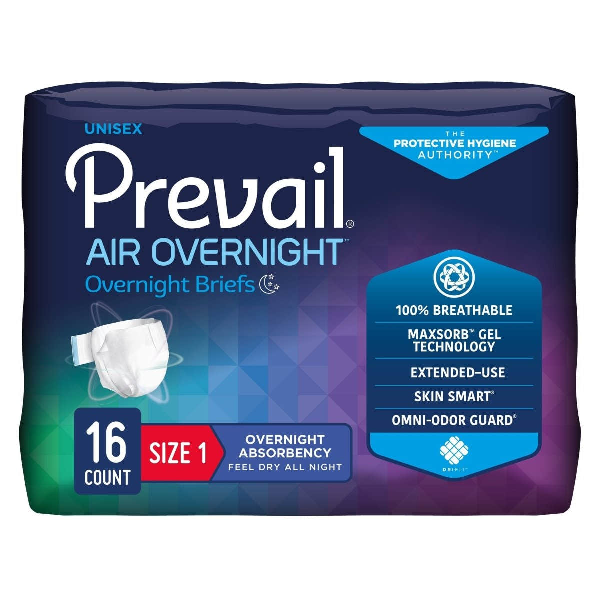Prevail AIR Overnight Briefs, Heavy Absorbency, Unisex Adult, Disposable -Unisex - 1126350_BG - 1 Prevail AIR Overnight Briefs, Heavy Absorbency, Unisex Adult, Disposable -Unisex - 1126350_BG - 1