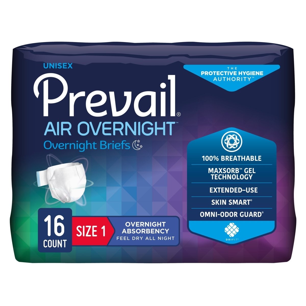 Prevail AIR Overnight Briefs, Heavy Absorbency, Unisex Adult, Disposable -Unisex - 1126350_BG - 1 Prevail AIR Overnight Briefs, Heavy Absorbency, Unisex Adult, Disposable -Unisex - 1126350_BG - 1