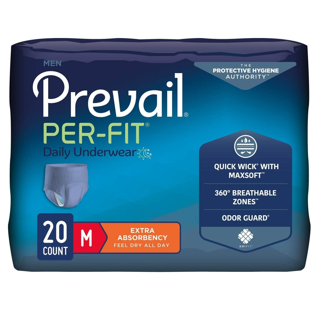 Prevail Per-Fit Men Adult Moderate Absorbent Underwear, White -Male - 881919_BG - 1 Prevail Per-Fit Men Adult Moderate Absorbent Underwear, White -Male - 881919_BG - 1