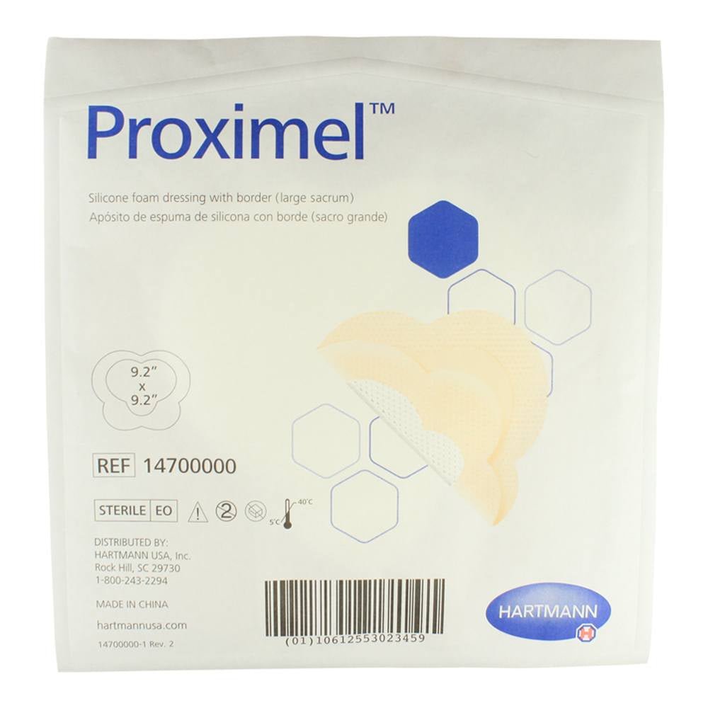 Proximel Silicone Bordered Dressing, Adhesive Foam with Border, 9-1/5 X 9-1/5 inch - 1121941_BX - 1 Proximel Silicone Bordered Dressing, Adhesive Foam with Border, 9-1/5 X 9-1/5 inch - 1121941_BX - 1