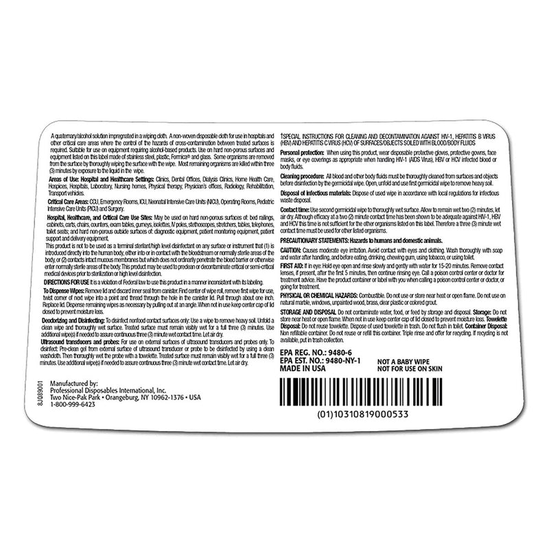 Sani-Cloth Plus Germicidal Wipe Disinfectant Cleaner, Non-Sterile Canister, 6 x 6¾ Inch - 370845_CS - 8 Sani-Cloth Plus Germicidal Wipe Disinfectant Cleaner, Non-Sterile Canister, 6 x 6¾ Inch - 370845_CS - 8