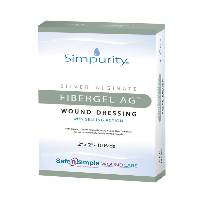 Simpurity Fibergel AG Silver Alginate Dressing, 2 x 2 Inch - 1088925_BX - 1 Simpurity Fibergel AG Silver Alginate Dressing, 2 x 2 Inch - 1088925_BX - 1