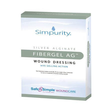 Simpurity Fibergel AG Silver Alginate Dressing, 2 x 2 Inch - 1088925_BX - 1 Simpurity Fibergel AG Silver Alginate Dressing - 1088926_EA - 2
