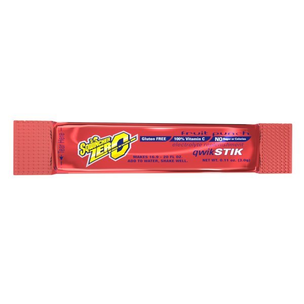 Sqwincher Quik Stik Zero Fruit Punch Electrolyte Replenishment Drink Mix, 0.11 oz. Individual Packet - 1057735_PK - 2 Sqwincher Quik Stik Zero Fruit Punch Electrolyte Replenishment Drink Mix, 0.11 oz. Individual Packet - 1057735_PK - 2