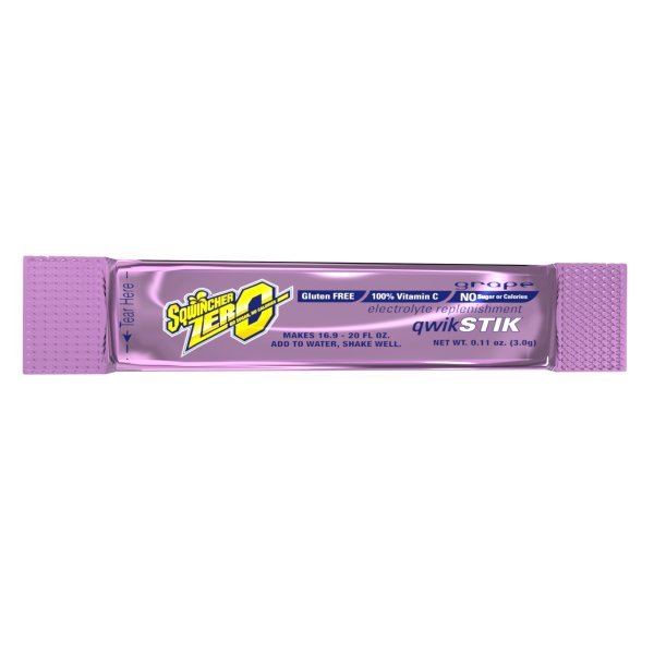 Sqwincher Quik Stik Zero Grape Electrolyte Replenishment Drink Mix, 0.11 oz. Individual Packet - 1057738_PK - 2 Sqwincher Quik Stik Zero Grape Electrolyte Replenishment Drink Mix, 0.11 oz. Individual Packet - 1057738_PK - 2