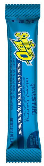 Sqwincher Quik Stik Zero Mixed Berry Electrolyte Replenishment Drink Mix, 0.11 oz. Individual Packets - 1057739_PK - 1 Sqwincher Quik Stik Zero Mixed Berry Electrolyte Replenishment Drink Mix, 0.11 oz. Individual Packets - 1057739_PK - 1