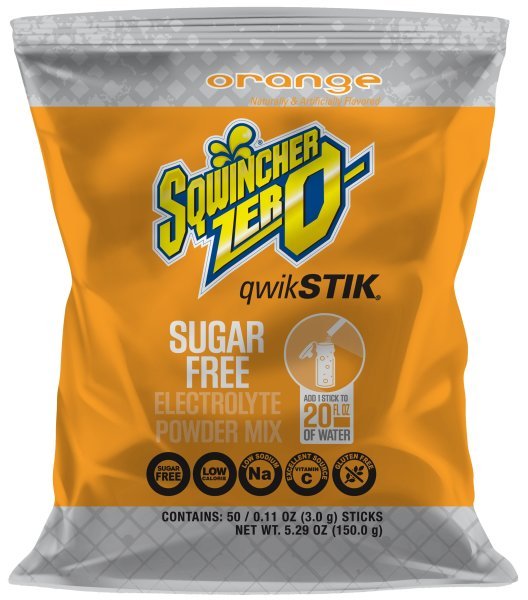 Sqwincher Quik Stik Zero Orange Electrolyte Replenishment Drink Mix, 0.11 oz. Individual Packet - 1057737_PK - 2 Sqwincher Quik Stik Zero Orange Electrolyte Replenishment Drink Mix, 0.11 oz. Individual Packet - 1057737_PK - 2