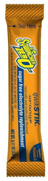 Sqwincher Quik Stik Zero Orange Electrolyte Replenishment Drink Mix, 0.11 oz. Individual Packet - 1057737_PK - 1 Sqwincher Quik Stik Zero Orange Electrolyte Replenishment Drink Mix, 0.11 oz. Individual Packet - 1057737_PK - 1