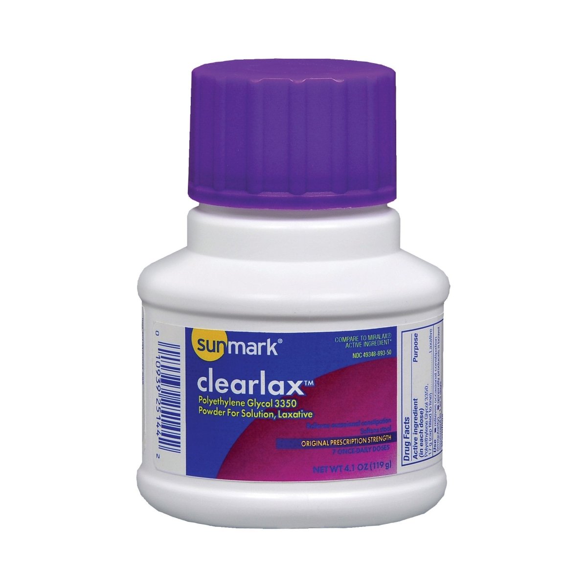 Sunmark Clearlax Polyethylene Glycol 3350 Laxative - 997468_EA - 1 Sunmark Clearlax Polyethylene Glycol 3350 Laxative - 997468_EA - 1