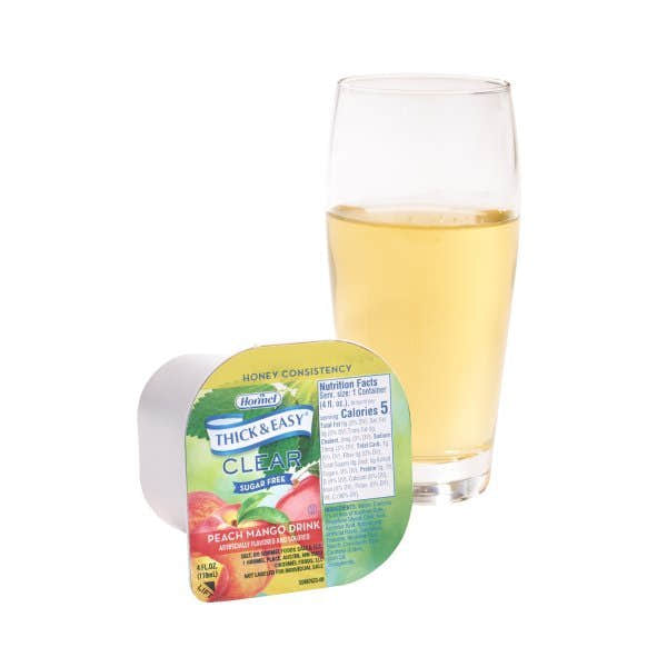 Thick & Easy Clear Honey Consistency Sugar-Free Peach Mango Thickened Beverage, 4 oz. Cup - 1058823_CS - 1 Thick & Easy Clear Honey Consistency Sugar-Free Peach Mango Thickened Beverage, 4 oz. Cup - 1058823_CS - 2