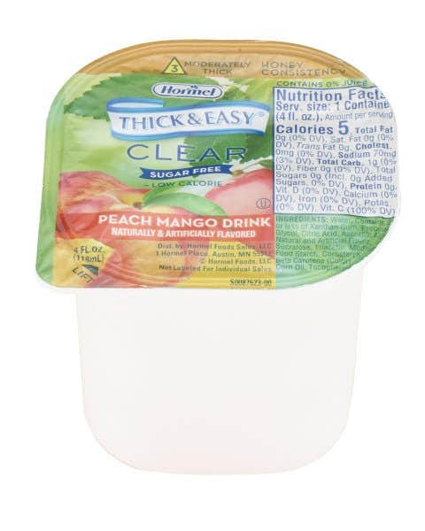 Thick & Easy Clear Honey Consistency Sugar-Free Peach Mango Thickened Beverage, 4 oz. Cup - 1058823_CS - 1 Thick & Easy Clear Honey Consistency Sugar-Free Peach Mango Thickened Beverage, 4 oz. Cup - 1058823_CS - 1