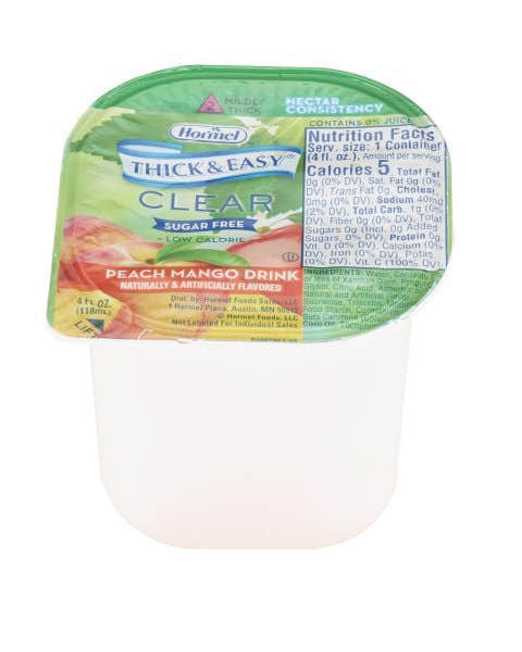 Thick & Easy Clear Nectar Consistency Sugar-Free Peach Mango Thickened Beverage, 4 oz. Cup - 1058824_CS - 1 Thick & Easy Clear Nectar Consistency Sugar-Free Peach Mango Thickened Beverage, 4 oz. Cup - 1058824_CS - 1
