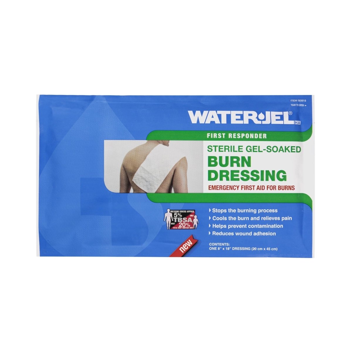 Water-Jel First Responder Burn Dressing, 8 x 18 Inch - 1071034_CS - 1 Water-Jel First Responder Burn Dressing, 8 x 18 Inch - 1071034_CS - 1
