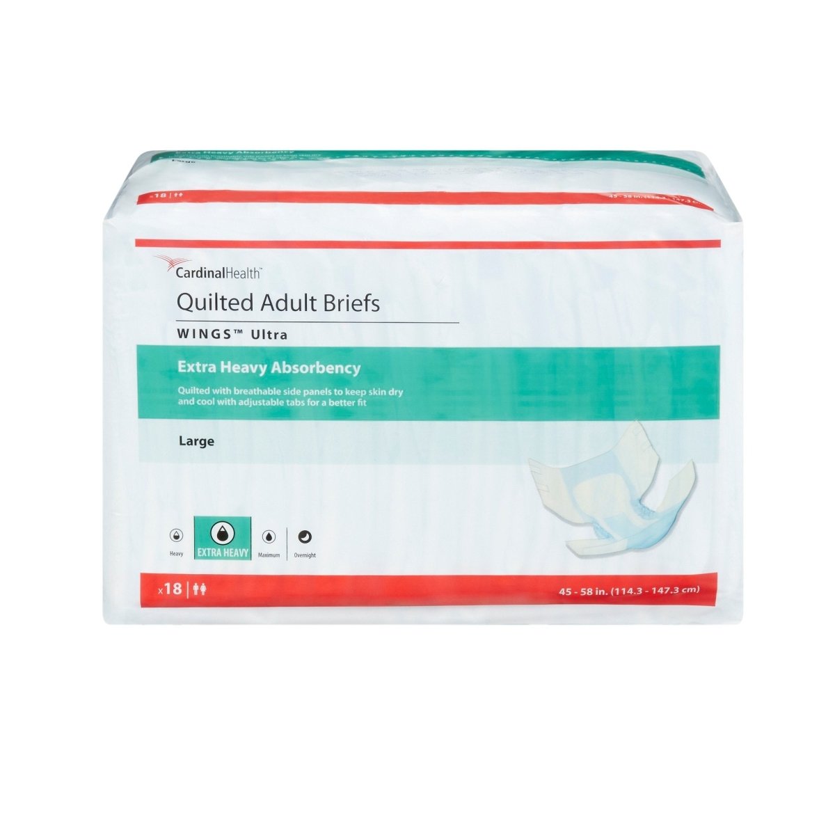 Wings Ultra Quilted Extra Heavy Absorbency Incontinence Brief -Unisex - 960580_BG - 1 Wings Ultra Quilted Extra Heavy Absorbency Incontinence Brief -Unisex - 960581_BG - 2