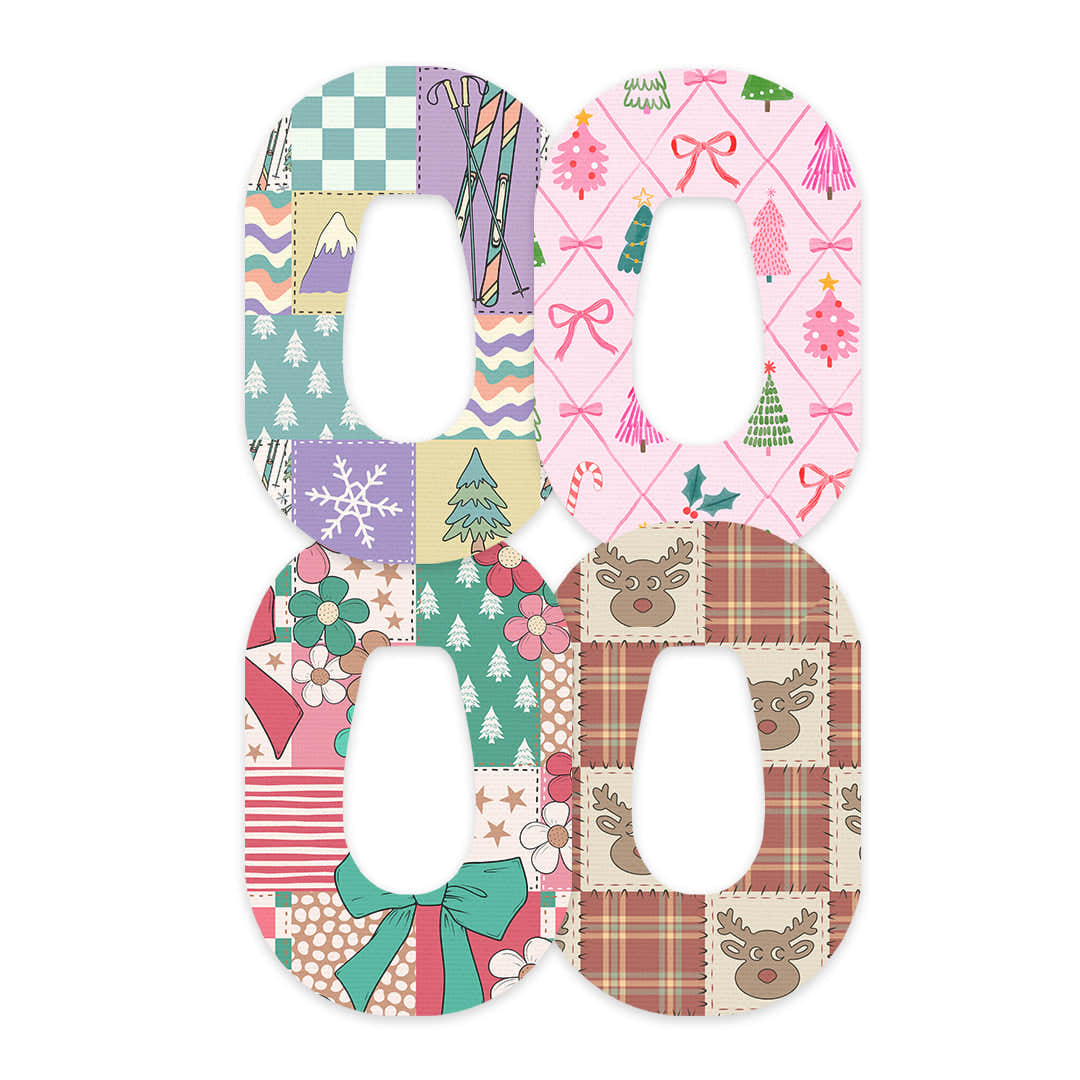 Holiday Patchwork Variety Dexcom G6 Patch Tape - Pump Peelz