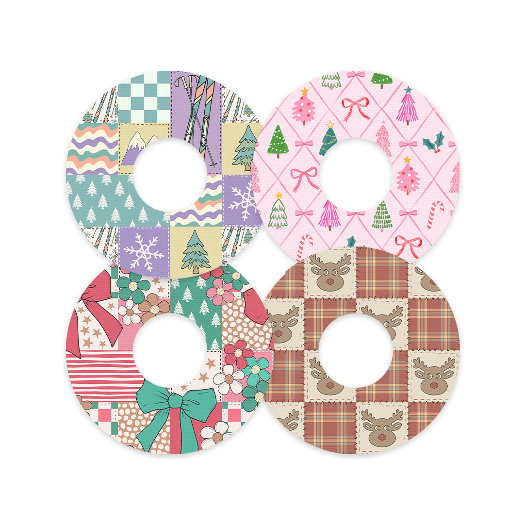 Holiday Patchwork Variety Patch Tape Designed for the FreeStyle Libre 3 Plus & Lingo  - Pump Peelz