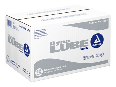 Dynarex DynaLube Lubricating Jelly - Sterile, 5g Packet, 72ea/bx, 12bxs/case (864 Count)