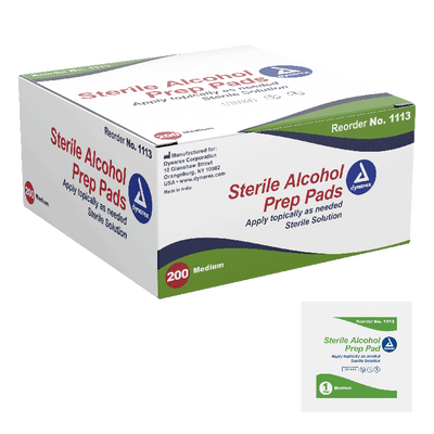 Dynarex Alcohol Prep Pad - Sterile, Medium, 200/bx, 10bxs/case (2000 Count)