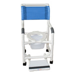 MJM International 118-3TW-SF-SQ-PAIL Shower Chair Open Front Seat, Sliding  Footrest, 10 Qt Slide Out Commode Pail, 300 lbs Weight Capacity