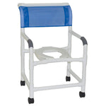MJM International 122-3TW Wide Shower Chair 22" Internal Width, Open Front Seat, 3" Twin Casters,  375 Lbs Weight Capacity