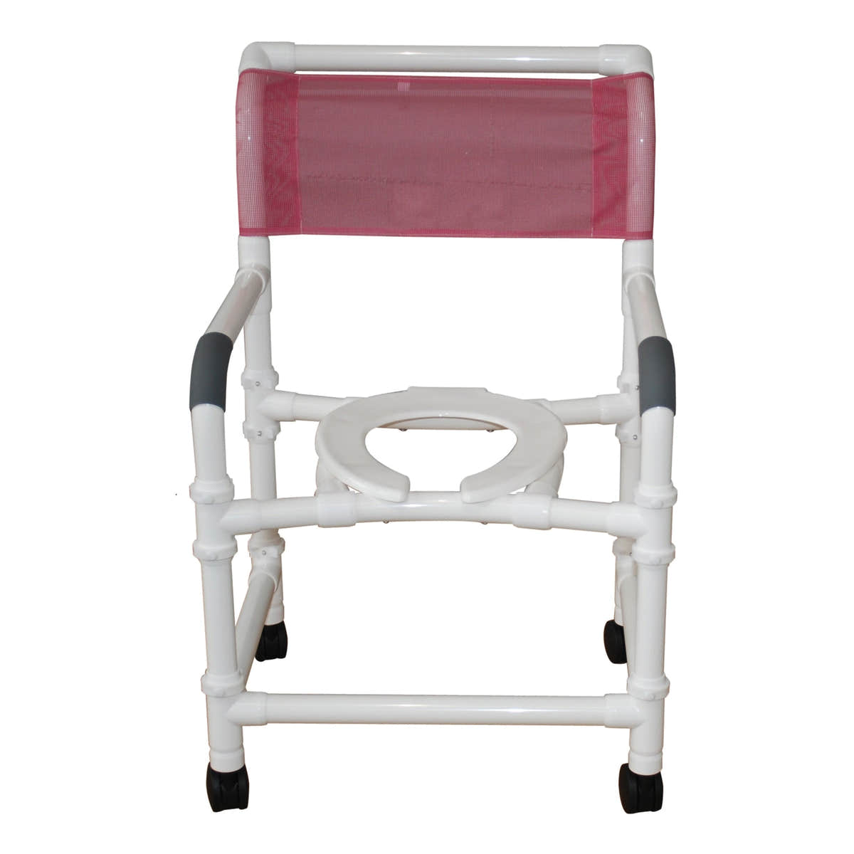 MJM International 122-3TW-KD New Knocked Down Shower Chair 22" Internal Width, Open Front Seat, 3" Twin Casters, 375 Lbs Weight Capacity