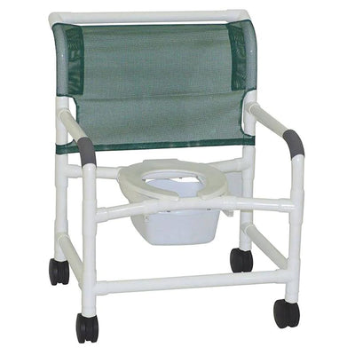 MJM International 126-4-NB Extra-wide Shower Chair 26" Internal Width, Open Front Seat0 Qt. Slide Out Commode Pail, 425 Lbs Weight Capacity