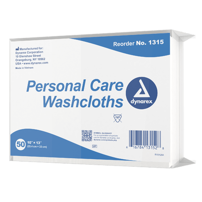 Dynarex Personal Care Washcloth - 50ea/bx, 10bxs/case (500 Count)