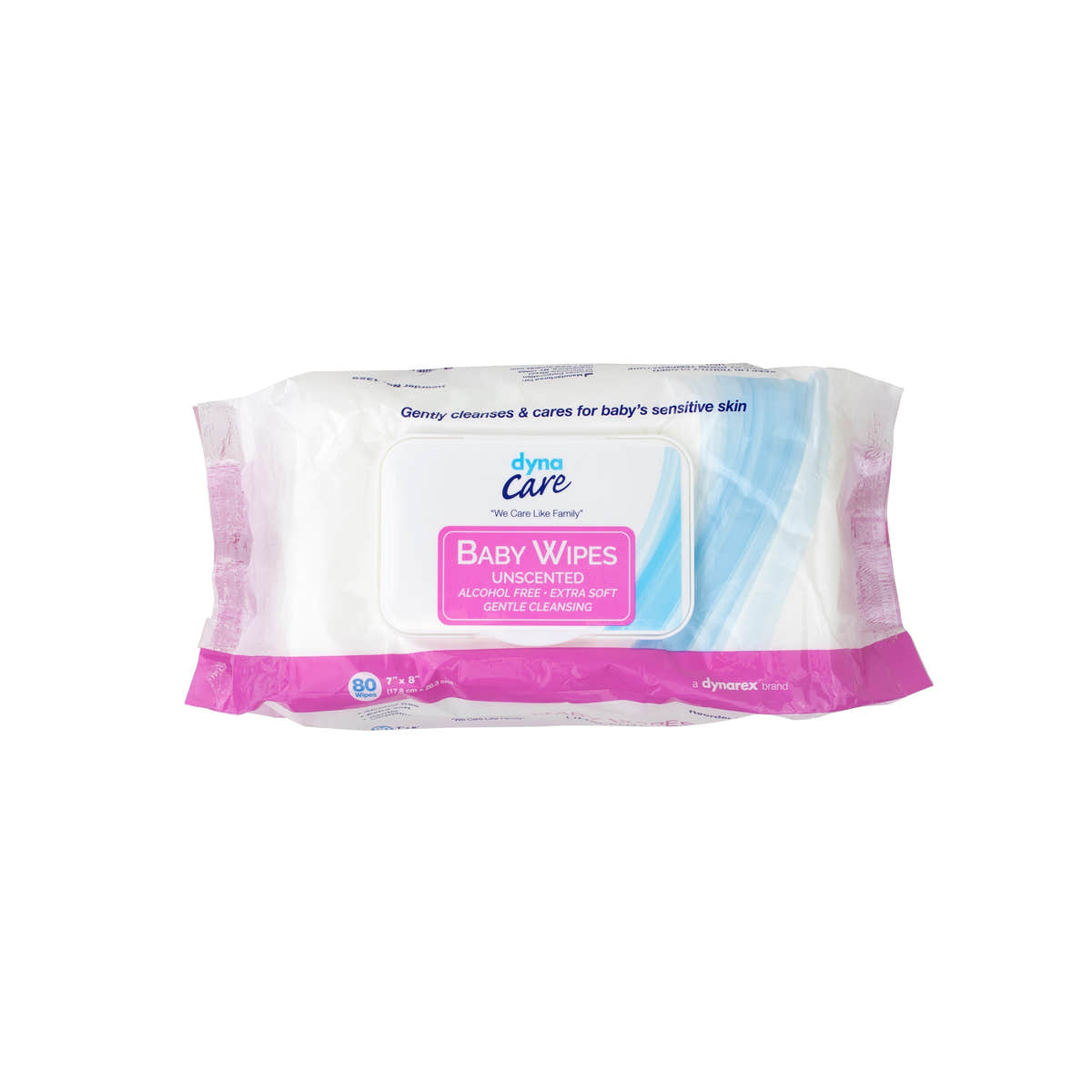 DynaCare Baby Wipes unscented w/ Plastic Lid, 7" x 8", 24pks/case (1920 Count)