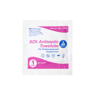 Dynarex BZK Antiseptic Towelettes, 5" x 7" (1000 Count)