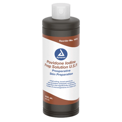 Dynarex Povidone Iodine Prep Solution, 16 oz. Bottle, 24bot/case (24 Count)