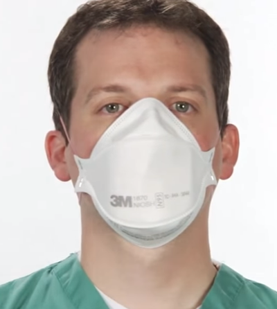 3M 440pcs Aura 1870+ Particulate Respirator N95 Face Mask, Regular Size, Individually wrapped & Flat Fold