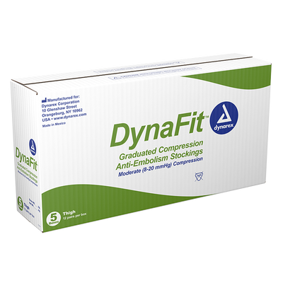 Dynarex DynaFit Compression Stockings - Thigh, Medium, 12pairs/bx, 5bxs/case (60 Pairs)